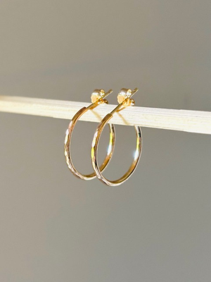 Gold Fill Hammered Circle Hoop Earrings