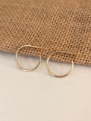 Gold Fill Hammered Circle Hoop Earrings