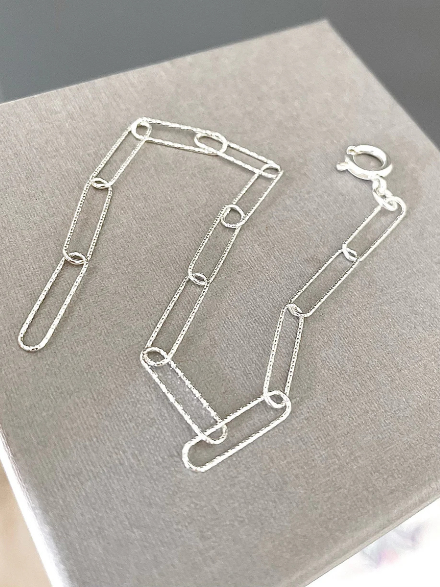 Silver Paperclip Chain Bracelet