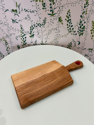 Cornish Oiled Ash Chopping Board With Handle Pink Detail