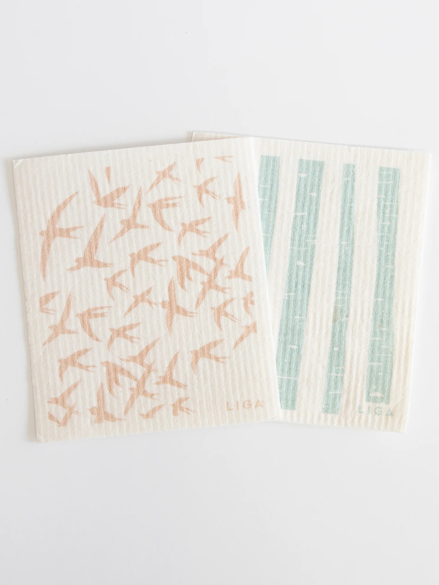 Liga Eco Dishcloths Swallows and Birch - Pack of 2