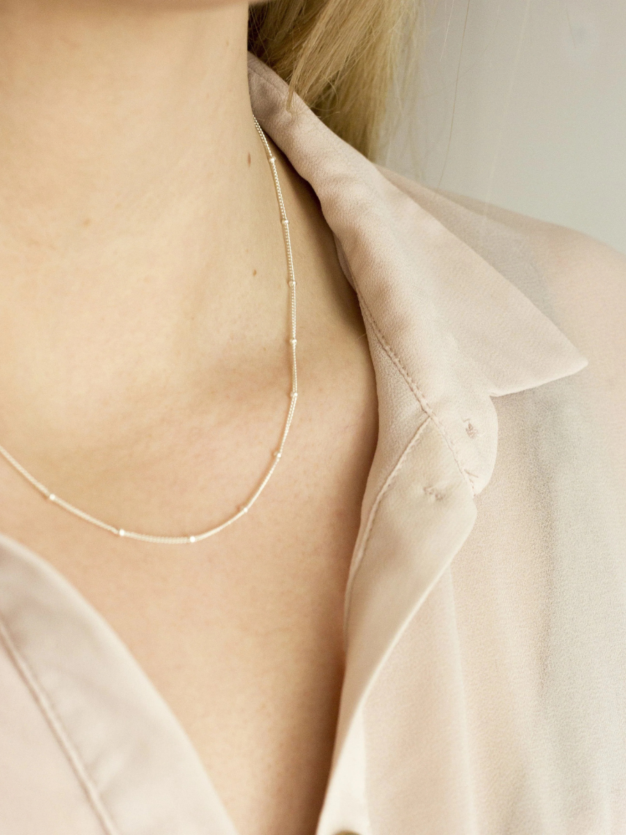 Fawn & Rose Eco Silver Satellite Chain Necklace.