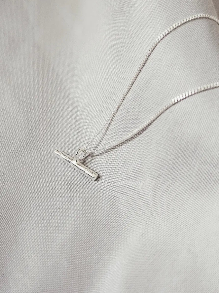 Fawn & Rose Eco Silver Hammered Round Bar Necklace - Cloudberry Living