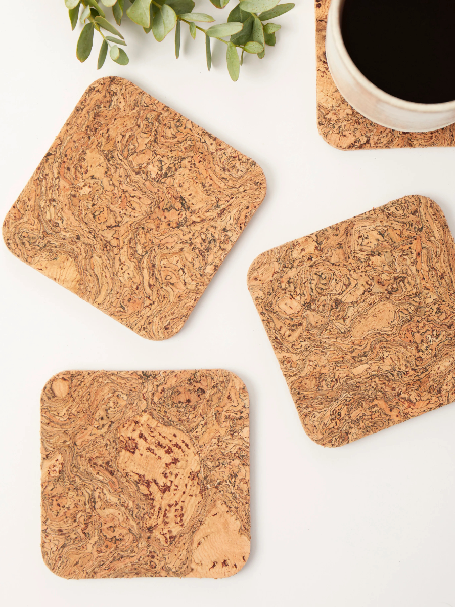 Liga Natural Cork Coasters Square Set of 4 - Cloudberry Living