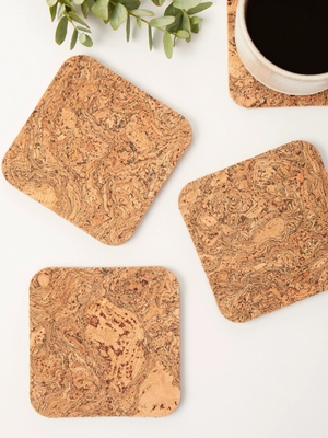 Liga Natural Cork Coasters Square Set of 4 - Cloudberry Living