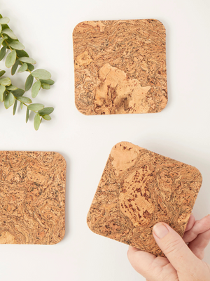 Liga Natural Cork Coasters Square Set of 4 - Cloudberry Living