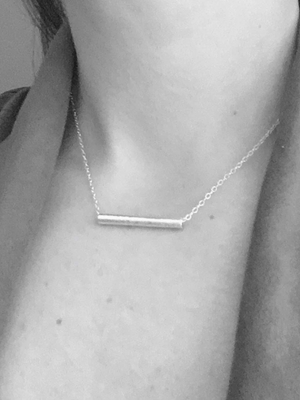 Silver Hammered Tube Bar Necklace