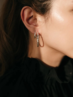 Studio Adorn Silver Twisted Hoops Small Hoops