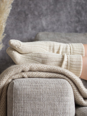 Alpaca Bed Socks Cream - Cloudberry Living