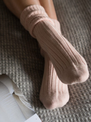 Alpaca Bed Socks Pink - Cloudberry Living