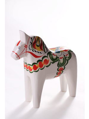 Traditional Swedish Handmade Dala Horse White - Cloudberry Living