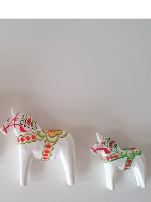 Traditional Swedish Handmade Dala Horse White - Cloudberry Living