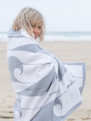 The Cornish Surfer Silver Surf Blanket - Cloudberry Living