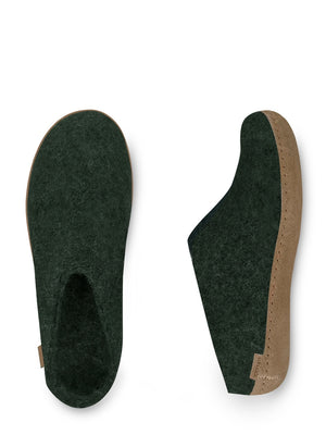 Glerups Danish Felt Mule Slippers Unisex Forest Green - Cloudberry Living