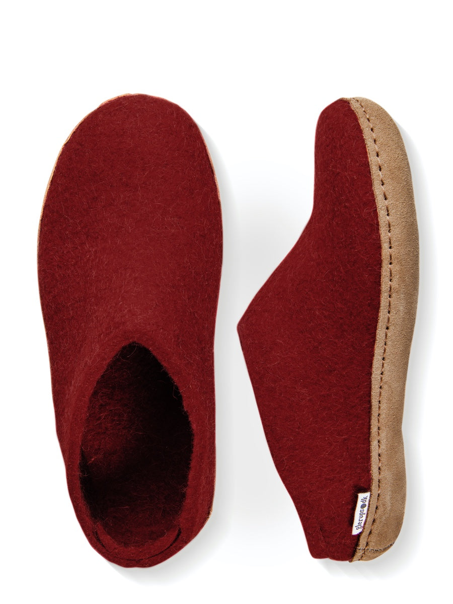 Glerups Danish Felt Mule Slippers Unisex Red - Cloudberry Living