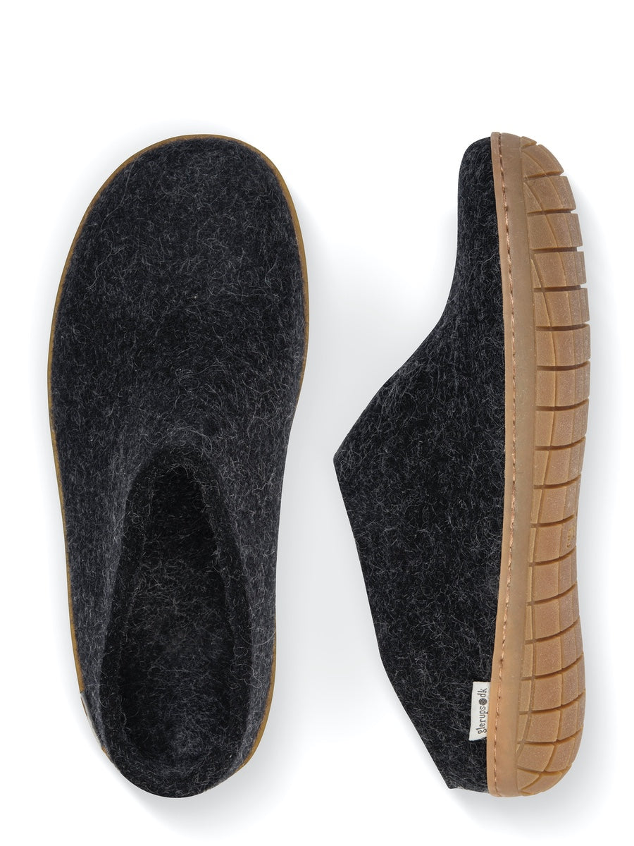 Glerups Danish Felt Slippers Unisex Charcoal Grey Rubber Sole - Cloudberry Living