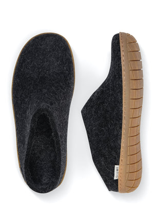 Glerups Danish Felt Slippers Unisex Charcoal Grey Rubber Sole - Cloudberry Living