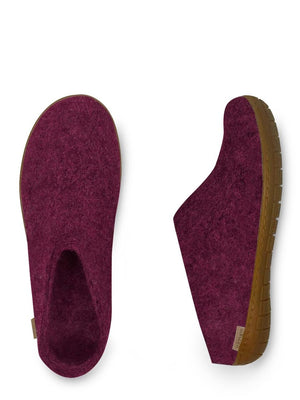 Glerups Danish Felt Slippers Unisex Cranberry Rubber Sole - Cloudberry Living