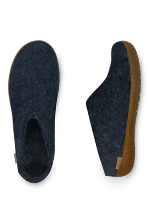 Glerups Danish Felt Slippers Unisex Denim Rubber Sole - Cloudberry Living