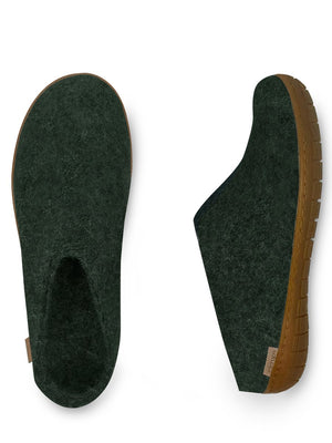 Glerups Danish Felt Slippers Unisex Forest Green Rubber Sole - Cloudberry Living