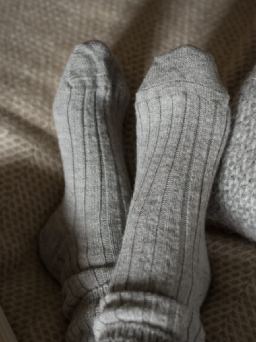 Alpaca Bed Socks Grey - Cloudberry Living
