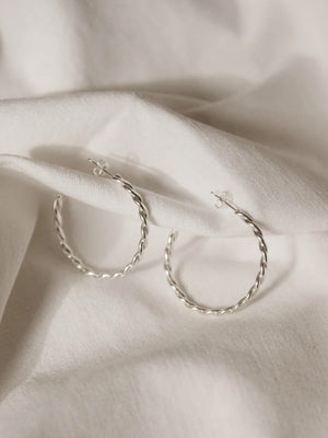 Studio Adorn Silver Twisted Hoops Large Hoops - Cloudberry Living