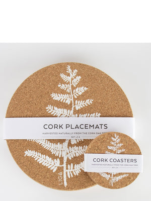 Liga Natural Cork Placemats Fern Set of 4 - Cloudberry Living