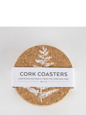 Liga Natural Cork Coasters Fern Set of 4 - Cloudberry Living