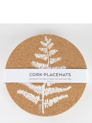 Liga Natural Cork Placemats Fern Set of 4 - Cloudberry Living