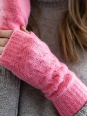 Cashmere Cable Knit Hand Warmers Pink - Cloudberry Living