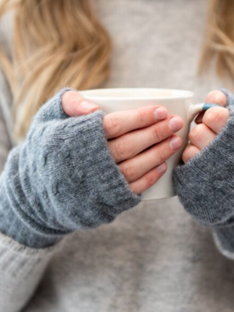 Cashmere Cable Knit Hand Warmers Grey - Cloudberry Living