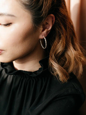 Studio Adorn Silver Twisted Hoops Large Hoops - Cloudberry Living